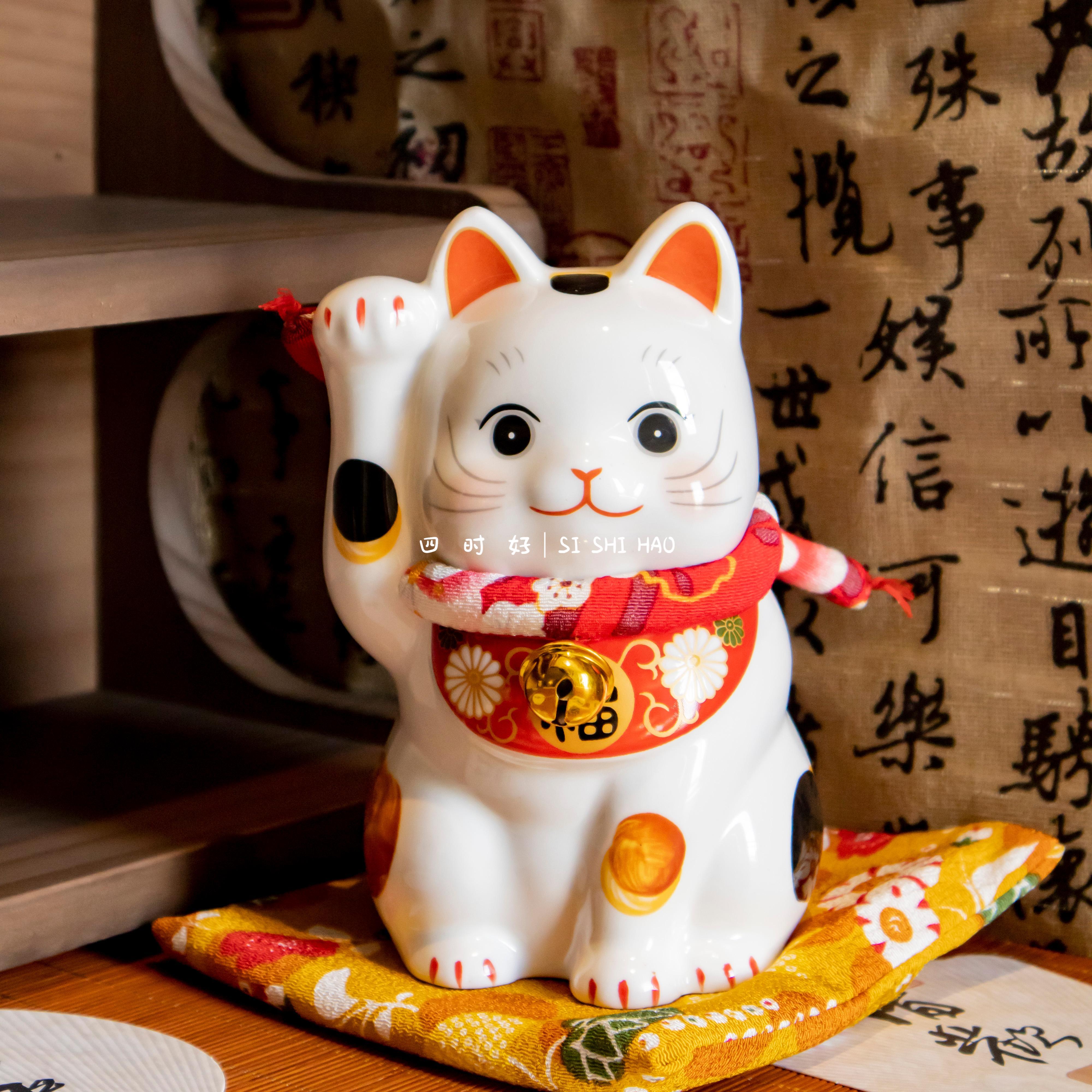 招财猫小号摆件开业家居客厅创意陶瓷摆饰店铺收银柜台发财猫开业