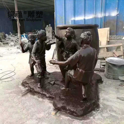 司马光砸缸铜雕塑 大型古代民俗历史人物雕塑校园文化雕塑厂家