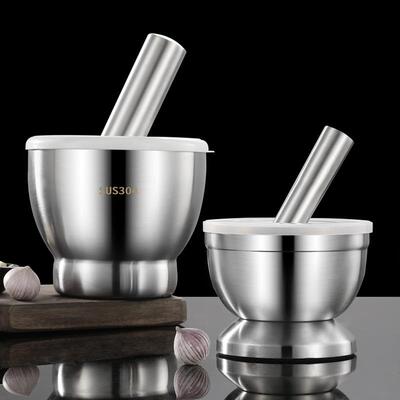 捣蒜器新品不锈钢捣药钵捣碎罐研磨器石臼搗蒜mortier