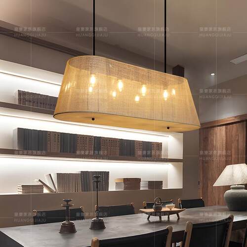 中古风吊灯茶室书房客厅餐厅长条灯具新中式禅意茶室餐桌酒店吧台