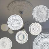 饰 雕花灯盘圆形灯盘拼花组合灯池吊顶装 PU灯盘非石膏欧式 法式