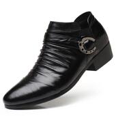 商务婚休闲皮层英伦尖头套脚发型师韩版 高档防臭脚头牛皮真鞋 男士