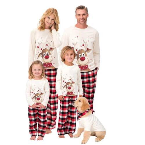 Family Matching Christmas Cotton Pajamas Sets Mother And