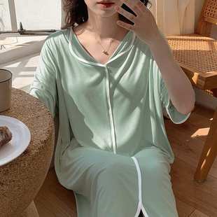 宽松甜美家居服女 实体店睡裙夏季 女新款 亚马逊短袖 凉感睡衣女夏季