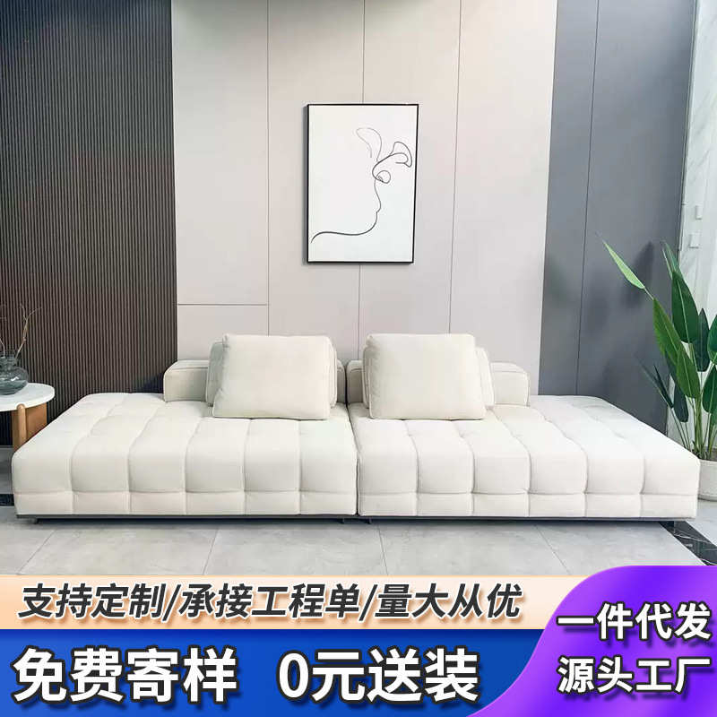 层客厅排头设计师式沙发层皮简直大平别墅意劳伦斯极磨砂布艺沙发
