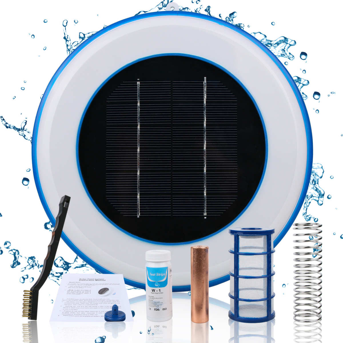 Solar pool ionizer泳池净化器 抑藻消毒水处理器欧美亚马逊热卖