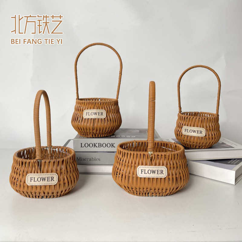 花篮编织花盆插花竹编藤编教师节花篮手提露营收纳置物田园风篮子,特色手工艺,其他特色工艺品,淘宝优惠券,粉丝福利购,淘宝优惠卷