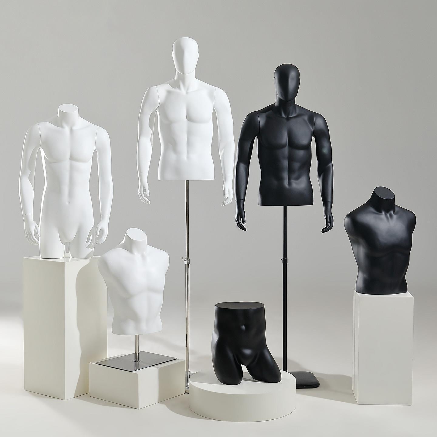 男装模特道具黑色白色半身服装店橱窗陈列展示架假人体人台模全身