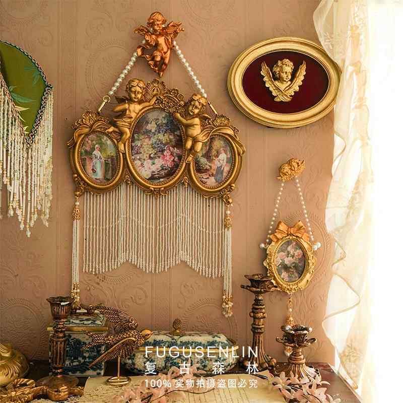 覆古森林法式天使浮雕相框画 画框装饰家居软装壁挂照片墙拍照道