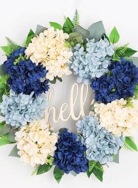 厂家仿真花环门饰欧美绣球花装饰夏季花圈墙壁门挂花蝴蝶结