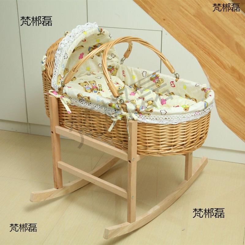 竹2Dt6KxA6编摇篮藤编儿可晃车载婴便携实床木床老式手动哄娃安摇