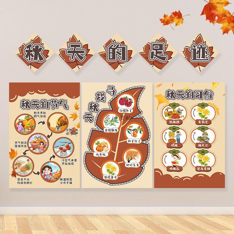 秋天主题墙环创幼儿园小学班级装饰黑板报布置材料走廊文化墙贴