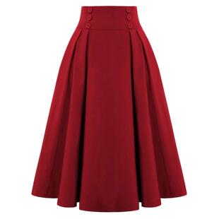 high skirt waisted long 覆古高腰百褶长裙 pleated Vintage