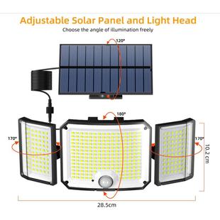 46L太ED分体三头安防感应阳能壁灯外红外应安GJJ防庭感院户壁灯