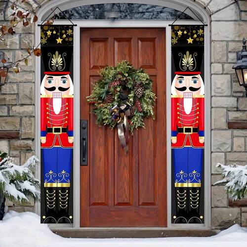 Christmas Nutcracker Banner Decorations Outdoor Solider Chri