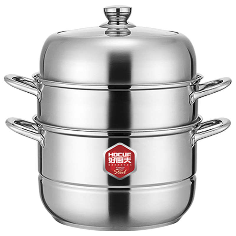 不锈钢蒸锅三层上蒸煮下多层不粘底蒸锅家用加厚汤锅火电通用批发