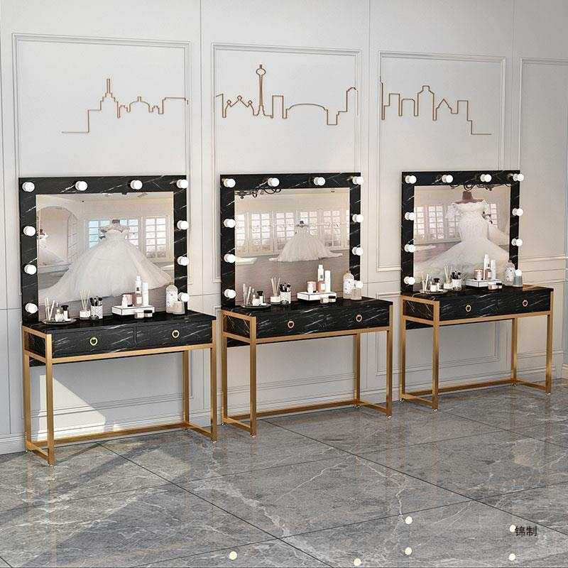 专业影楼化妆台带灯彩妆婚纱店学校化妆师专用化妆桌美容院梳妆台