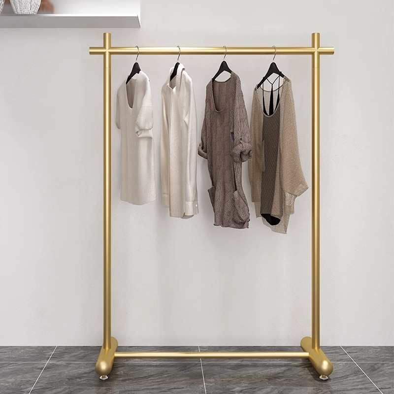 简易晾衣架落地阳台晾晒衣服架子寝室单杠挂衣架服装店衣服收纳架