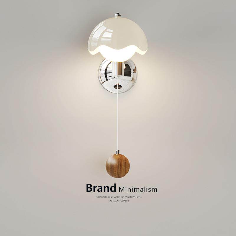 蛋壳法式中古风壁灯led新款儿童房卧室床头灯奶油风客厅背景墙灯