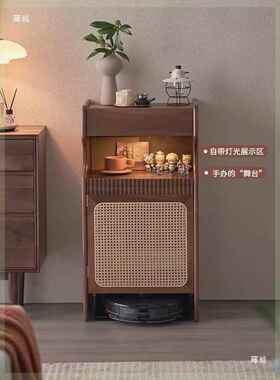 扫地机器人柜10019881客厅置电物架柜子收纳几柜实可木沙发边柜视