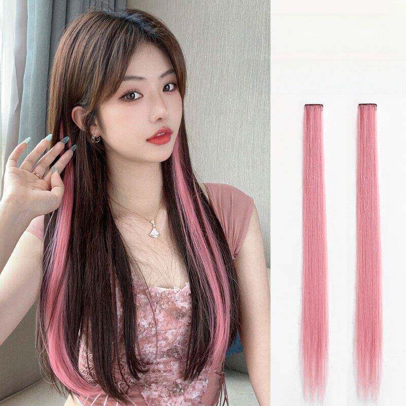 采购产品粉红色突出的假发为妇女，彩色挂耳染色的头发件，一件梯