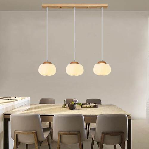 4I餐厅吧吊灯原木奶油风卧室床约头吊灯简创小意154棉花饭厅餐桌