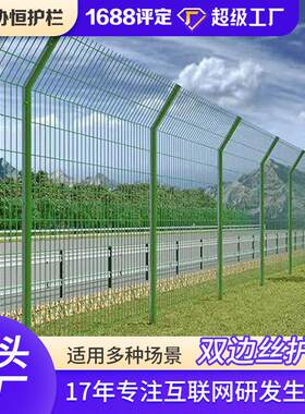 铁丝围栏网浸塑园林绿化防护网子养殖双边丝护栏网钢丝防攀爬绿色