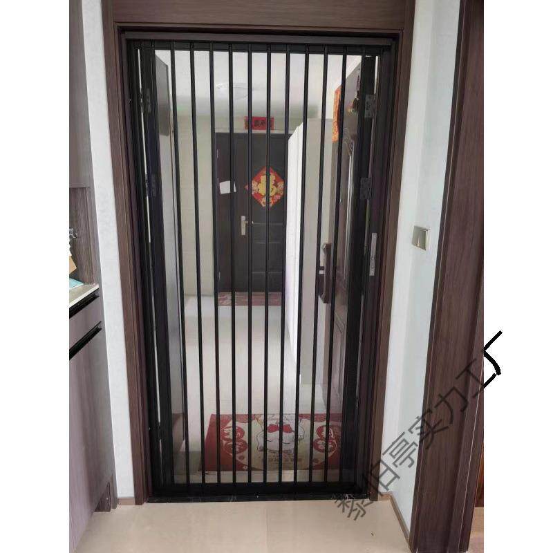 无轨金刚网折叠纱门防猫狗带锁防盗铝合金推拉式防蚊门隐形纱窗门