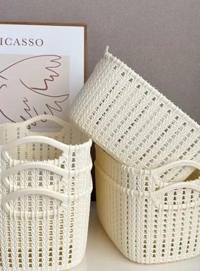 Rattan-style desktop storage basket, plastic storage box, ki