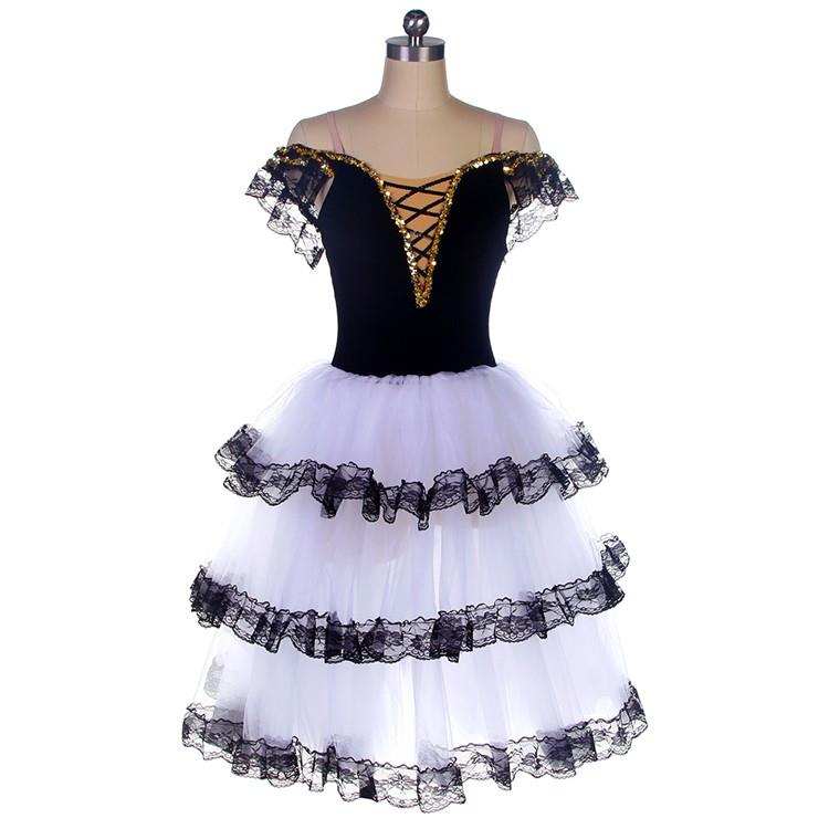 高档新诃款芭篷蕾舞演舞出服儿童蹈比赛舞蹈篷裙红色表演长裙堂吉