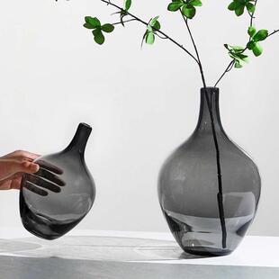 摆件吊钟大肚花瓶醉瓶玻璃玻璃盆景简约日式水培创意遮光马花瓶木
