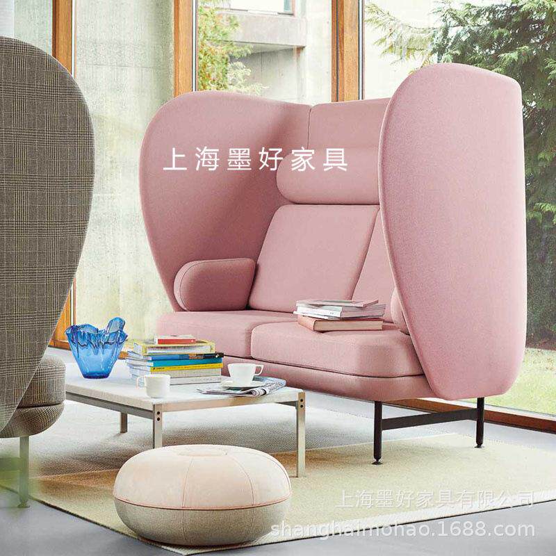 北欧工业风高背洽谈沙发卡座简约高靠背沙发椅轻奢时尚样板间别墅