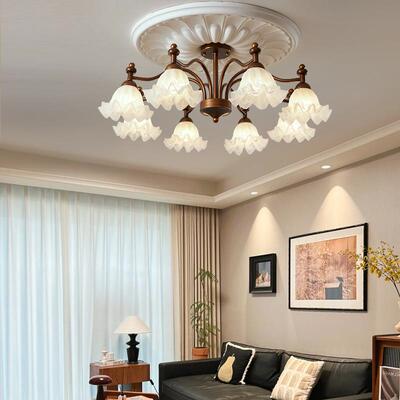 法式复古客厅灯中古风法式兰铃花星空餐厅灯美式吊灯广东中山灯饰