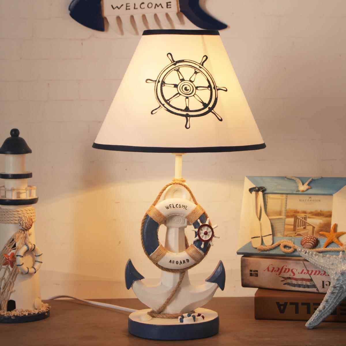 儿童台灯地中海卧室床头美式小夜灯卡通结婚礼品书房装饰可调光