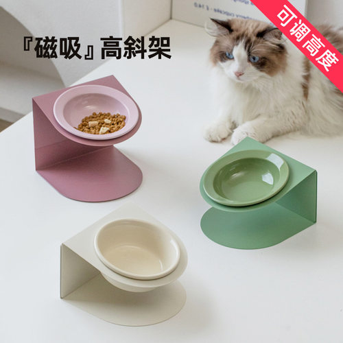宠物猫陶瓷高低宠物猫狗慢食碗