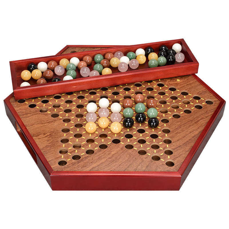 御圣 跳棋 宫廷跳棋 玻璃球跳棋 大号木质跳棋 亲子游戏用棋
