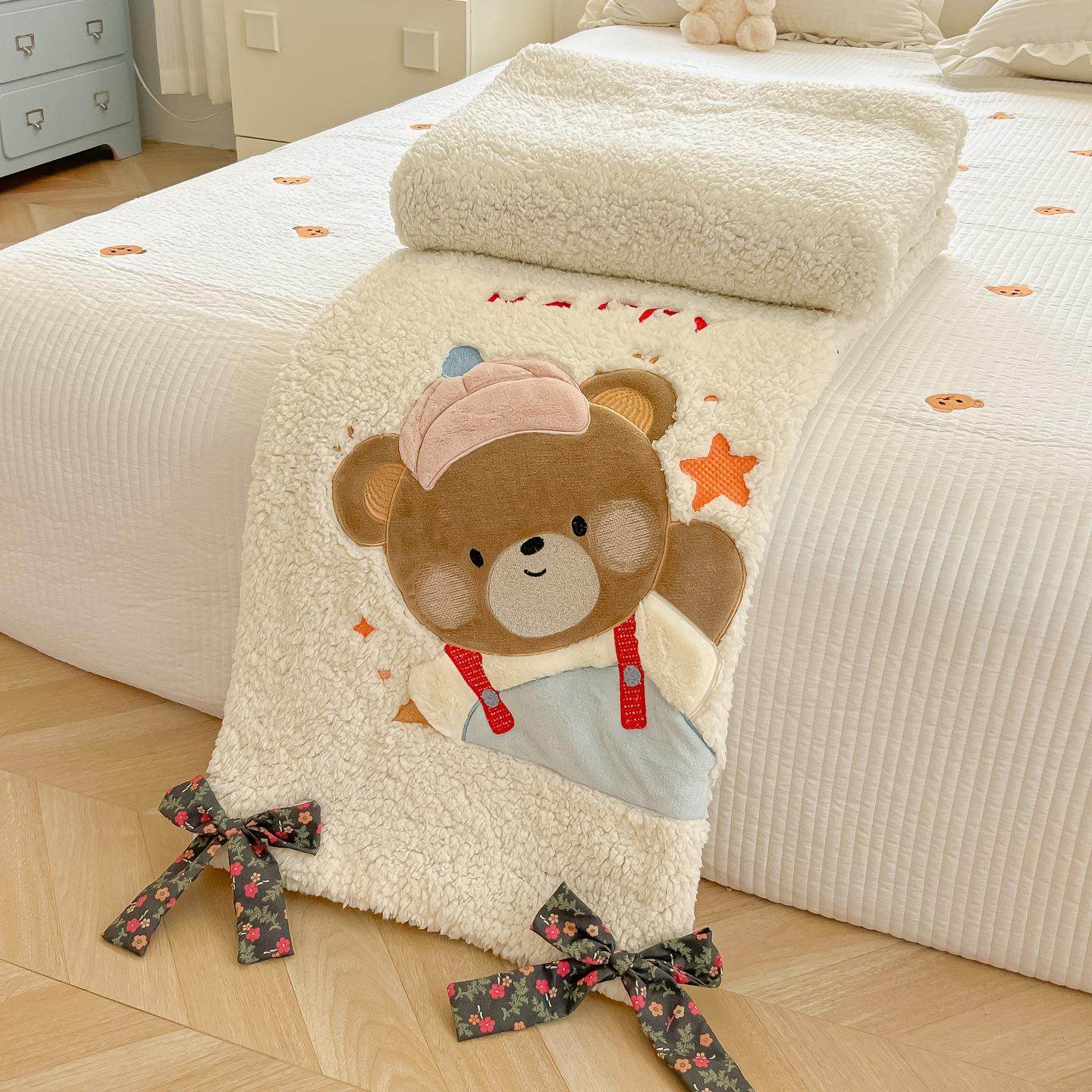 ins秋冬新款羊羔绒牛奶绒卡通贴布绣被套单被套保暖宿舍学生被套,床上用品,学生床品套件,淘宝优惠券,粉丝福利购,淘宝优惠卷