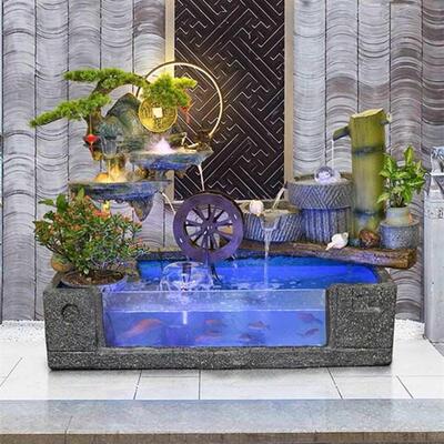 新款鱼缸客厅用户外庭院阳台养鱼池水循环落地假山流水摆件