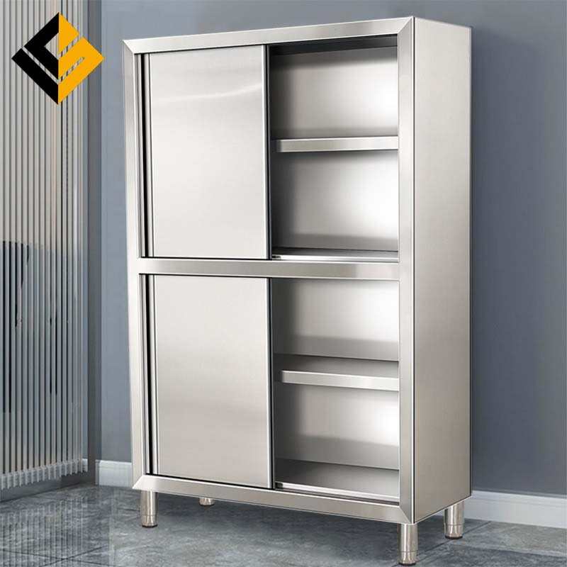 304不锈钢厨房移门碗柜四门橱柜保洁柜家用立柜推拉门餐具柜商用