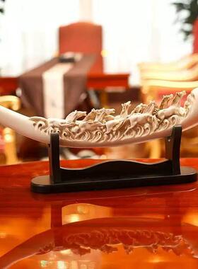 新中式关摆THMLALOO件轻奢高档客厅玄古架八马高端酒柜装饰品博公