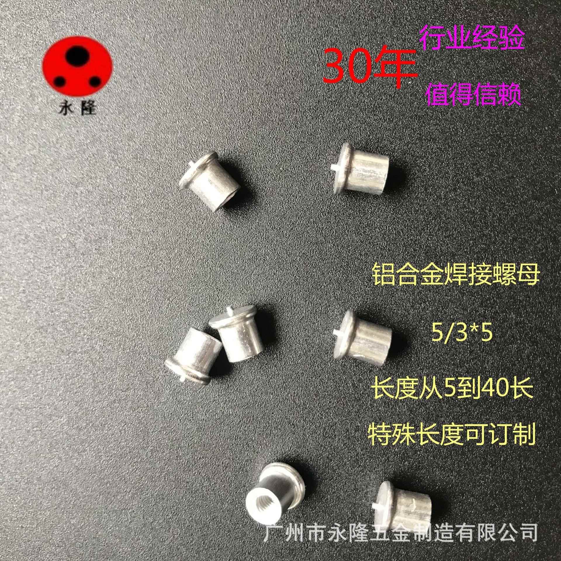 永老741厂家能焊接螺隆钉Φ6/M储4铝种焊螺点母碰焊焊螺母内牙内