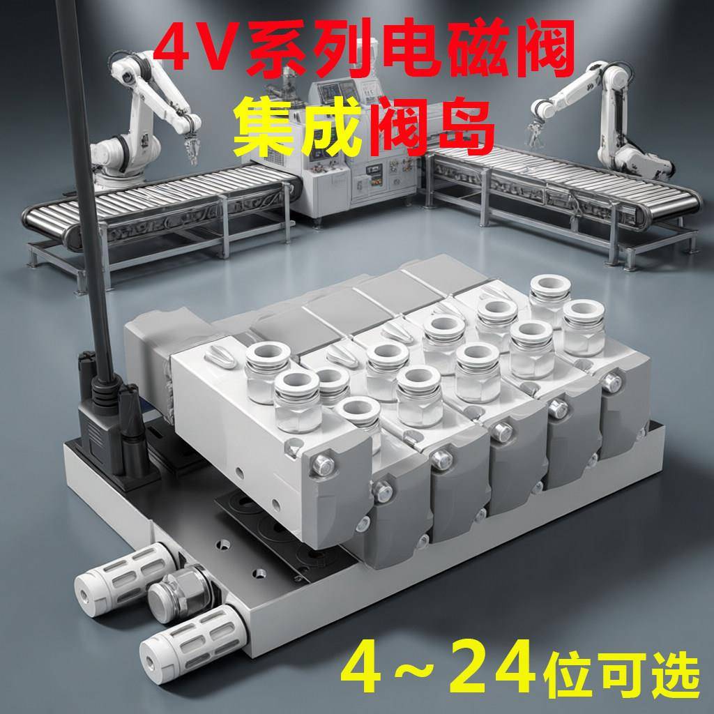 气动下插式集成电磁阀阀岛4v210阀组集线式4v110总线控制板汇流板