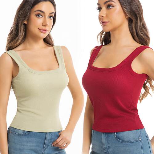 Wide shoulder square neck vest for women's cup, oversized