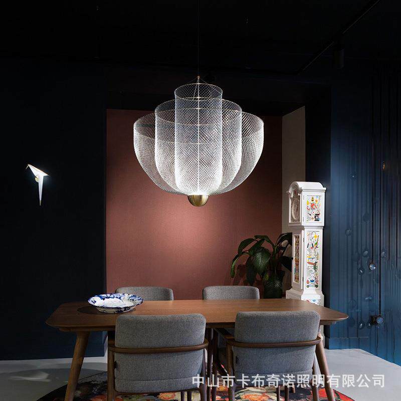 北欧设计师客厅灯餐厅网格艺术吊灯轻奢别墅楼梯工程店铺装饰灯具
