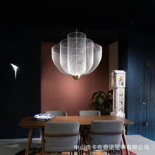 北欧设计师客厅灯餐厅网格艺术吊灯轻奢别墅楼梯工程店铺装饰灯具