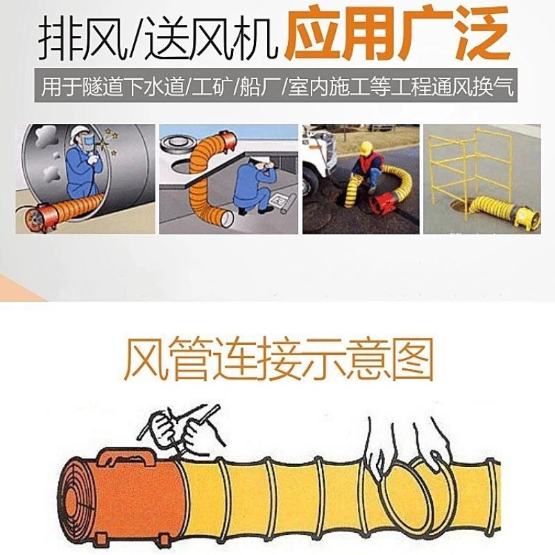 手提式轴流风机220V防爆便携移动排风扇抽风鼓风工业除尘有限空间