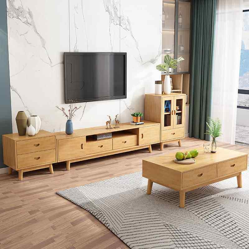 北欧实木茶几电视柜组合现代简约小户型组装家用客厅储物收纳地柜