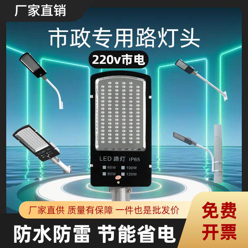 LED路灯头透镜市政专用金属工程款超亮防水户外220v市电农村大功