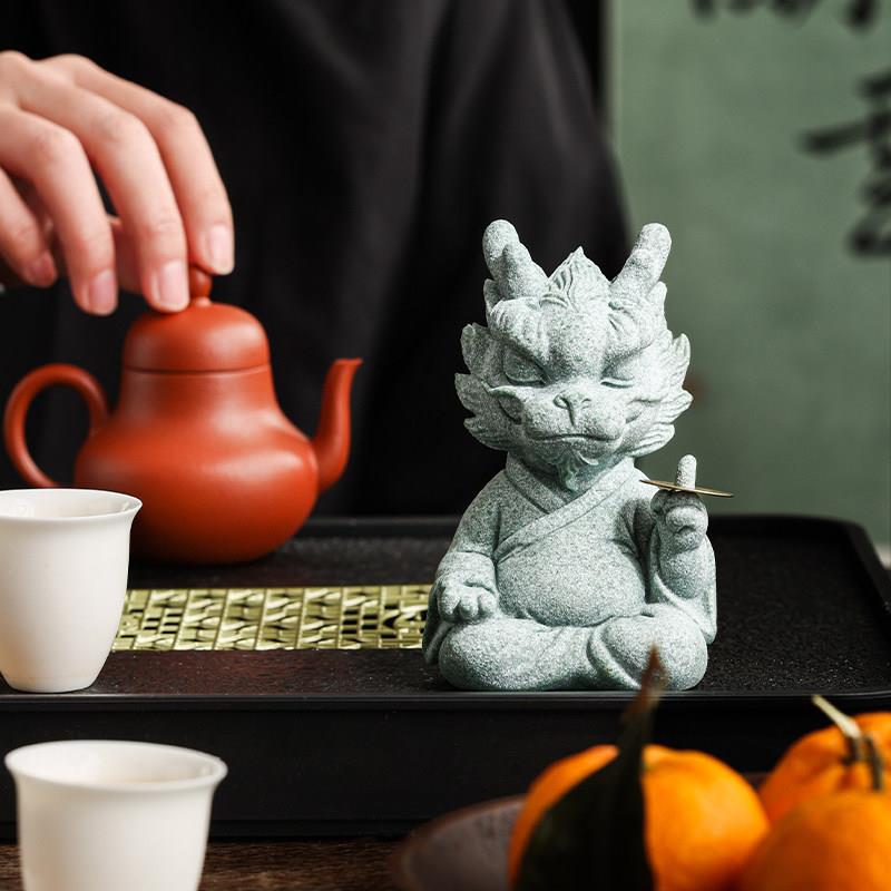 青砂石招财龙茶宠摆件精品可养2024一指有钱茶桌家居桌面茶具摆件