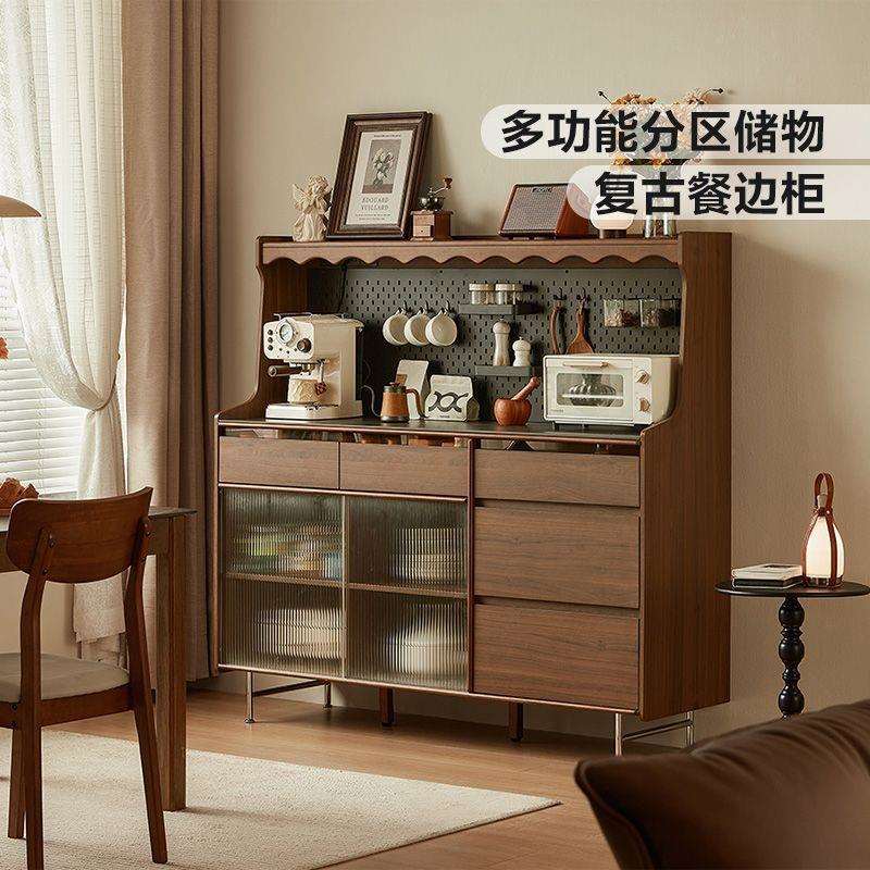 美式实木框餐边柜靠墙一体客厅置物柜色储物柜子佛山家具厂家直销